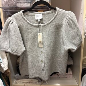 Mable Short-Sleeve Button Cardigan - Light Gray